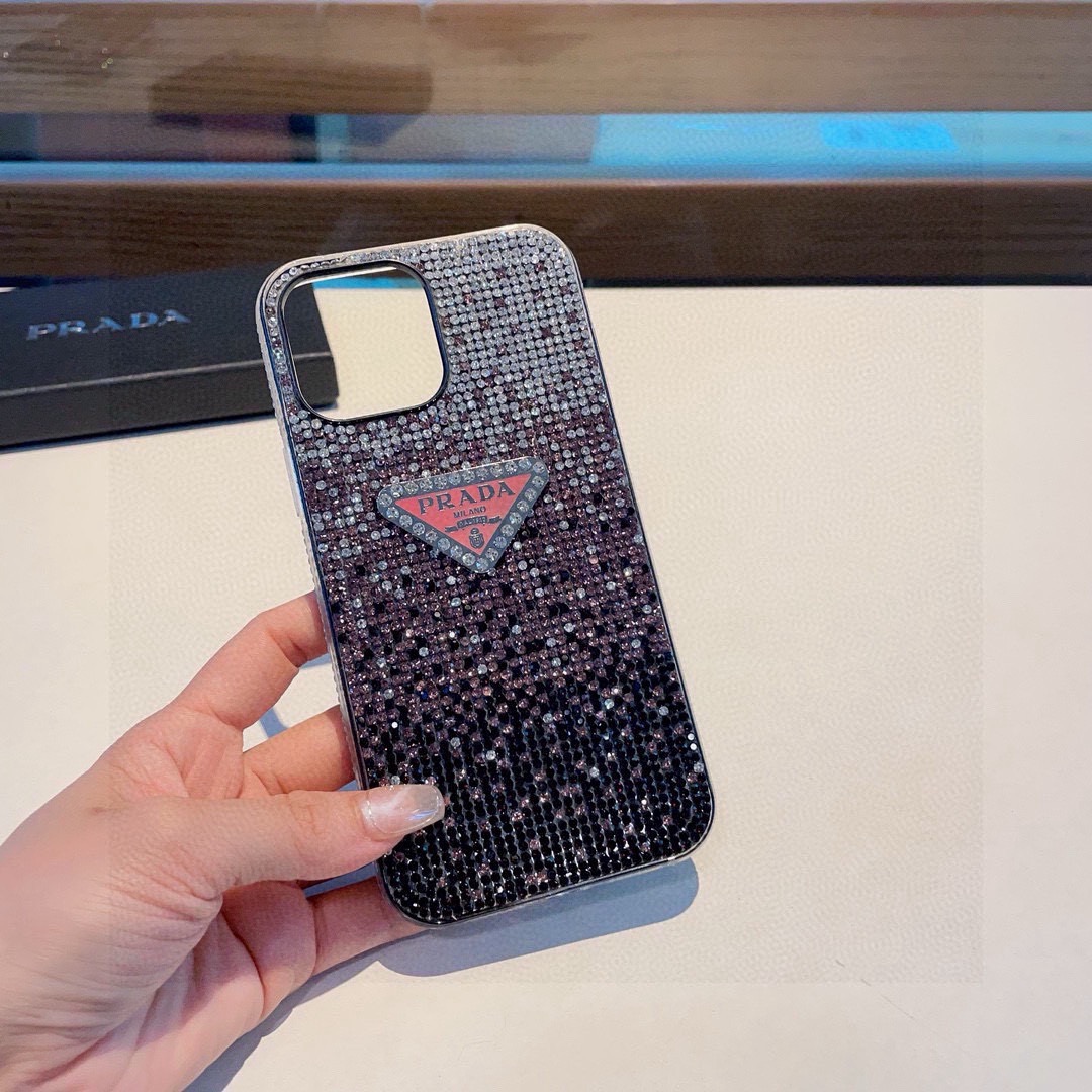 Prada Style Gradient Full Rhinestone Glitter Phone Case
