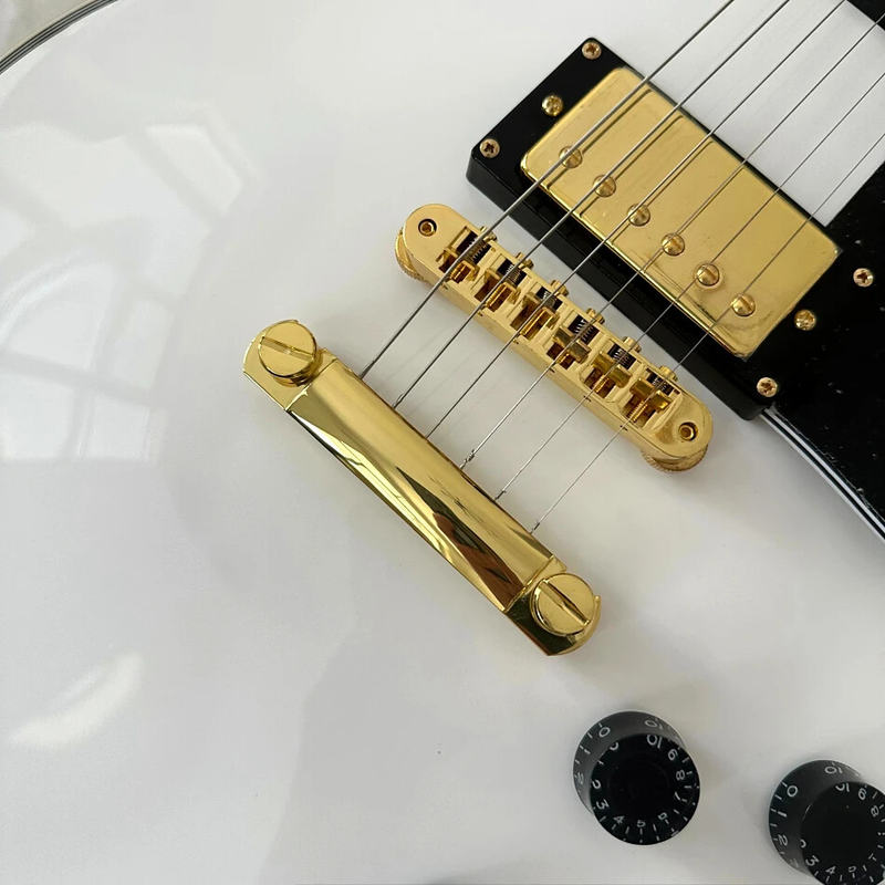 Alpine White LP Electric Guitar, Fret Binding, Tune-o-Matic Bridge Top