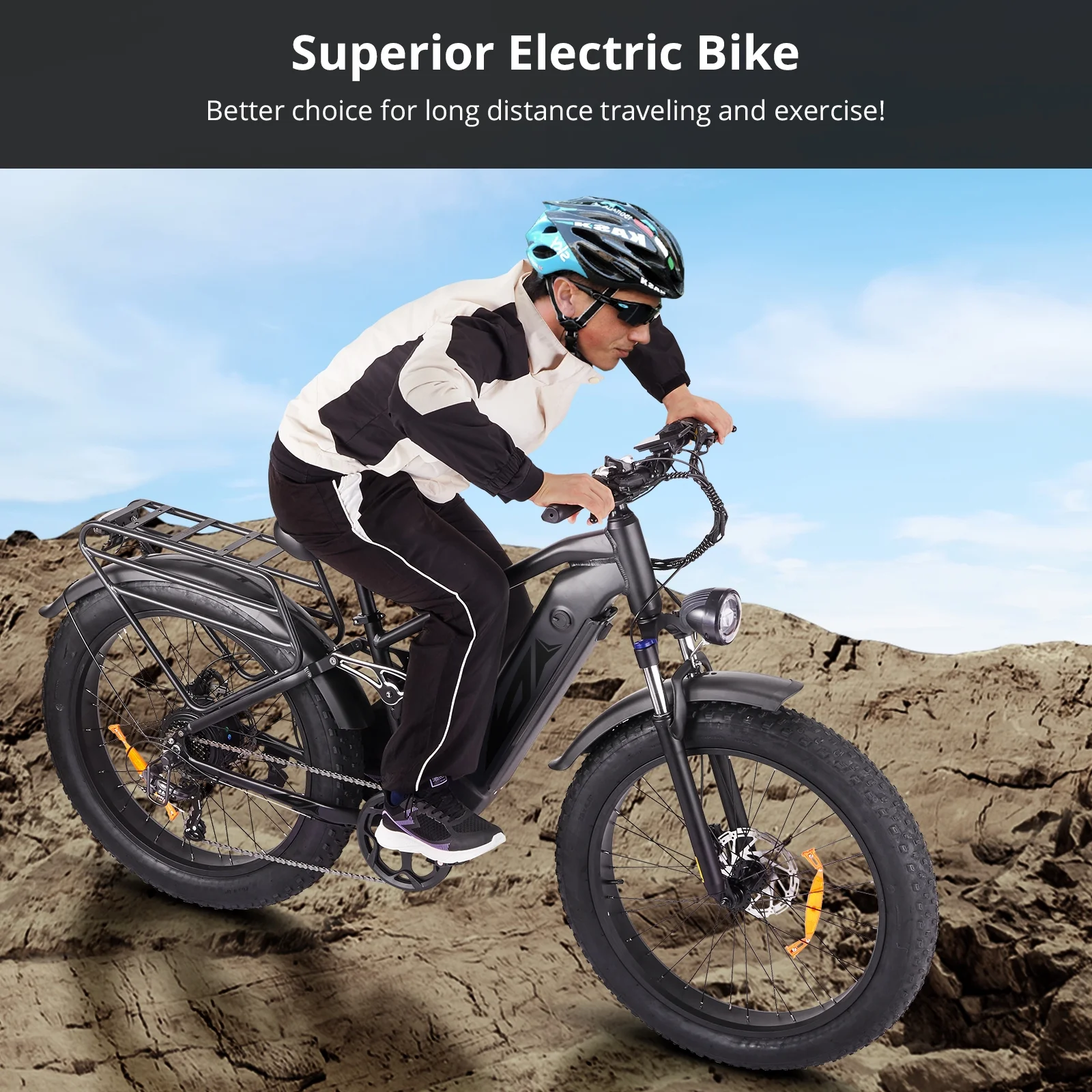 26in Fat Tire Electric Mountain Bike, 1000W, 48V 17.5Ah