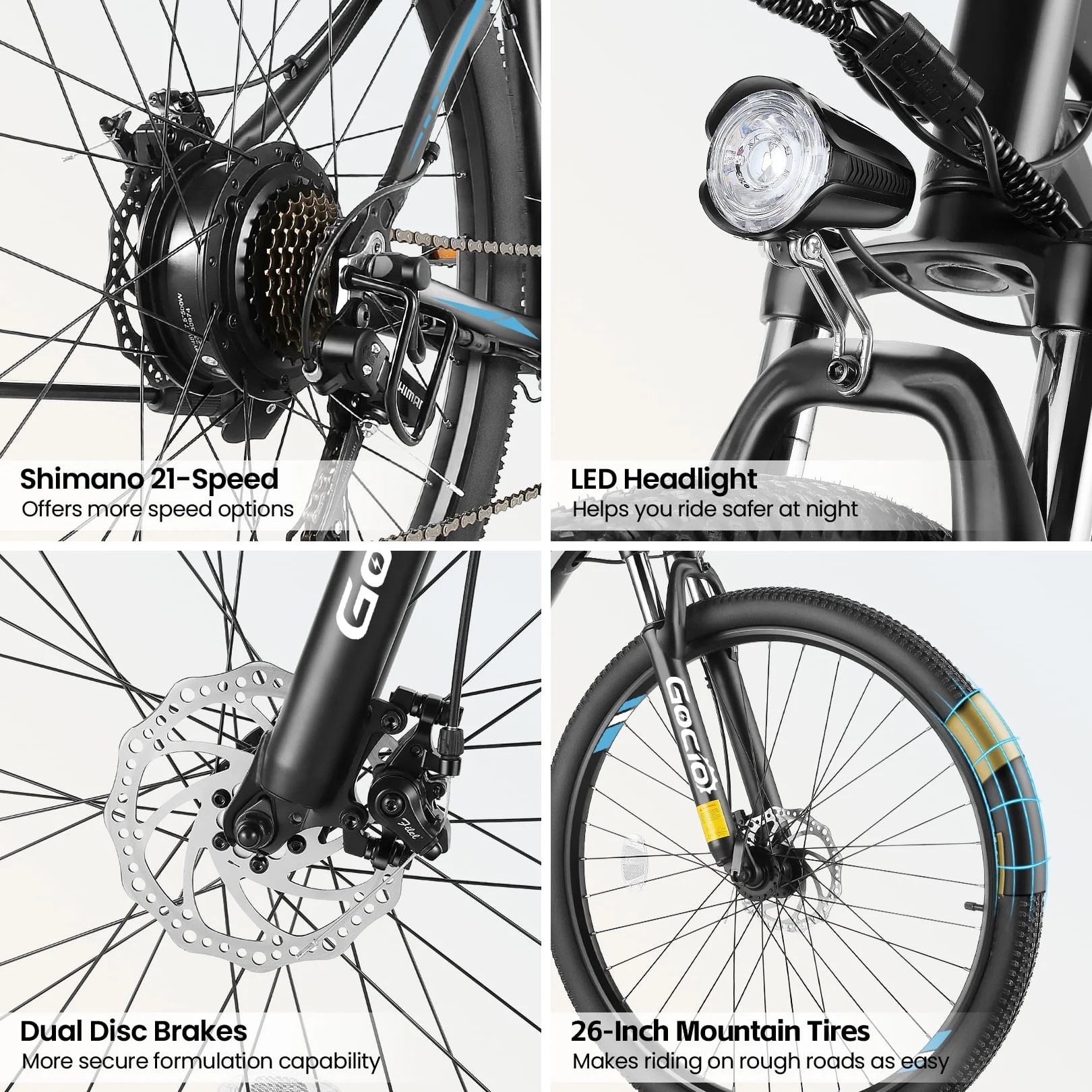 Gocio 26in Electric Mountain Bike, 350W, 36V 374.4Wh