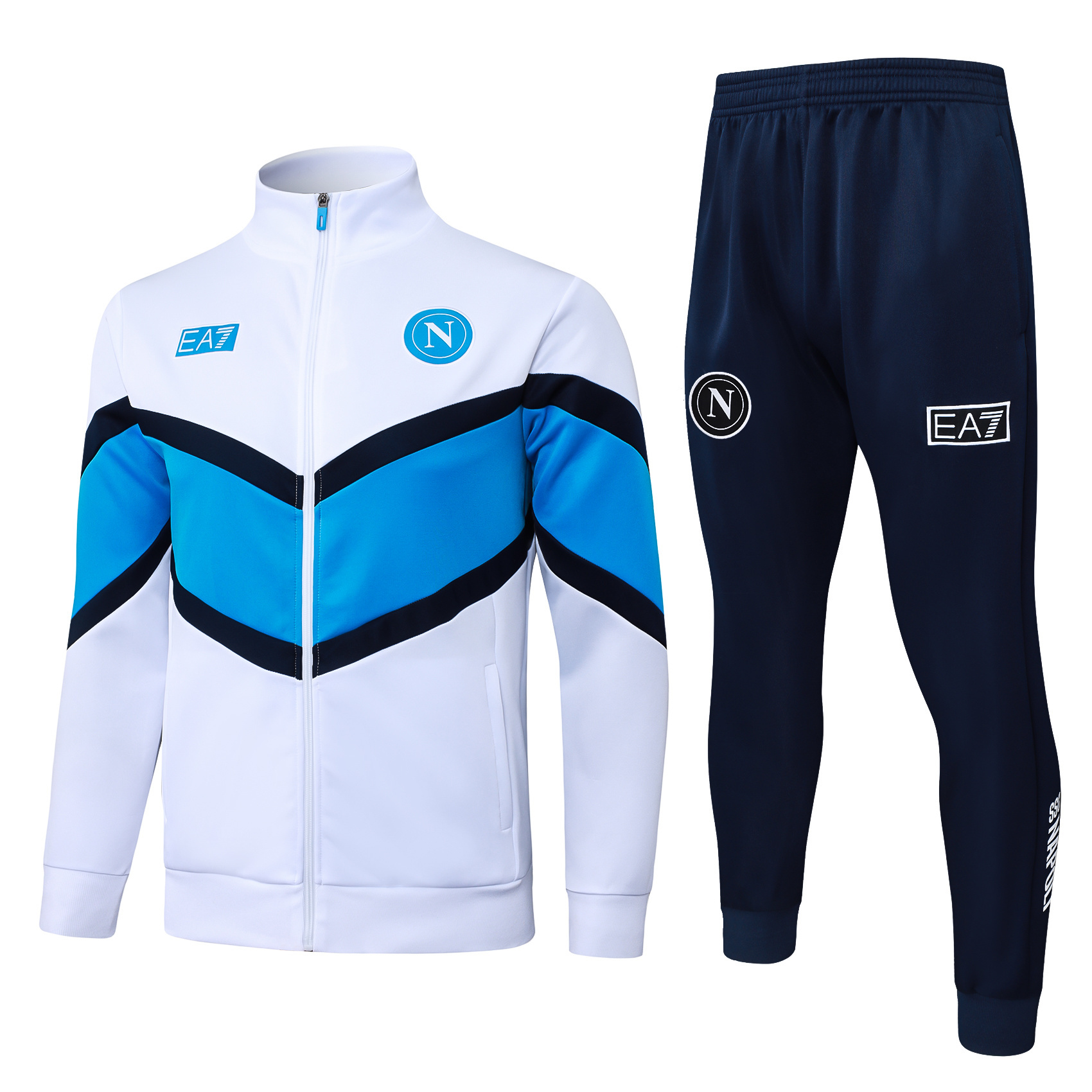 Adult/ Kids 2526 Napoli Full zipper Training Suit White