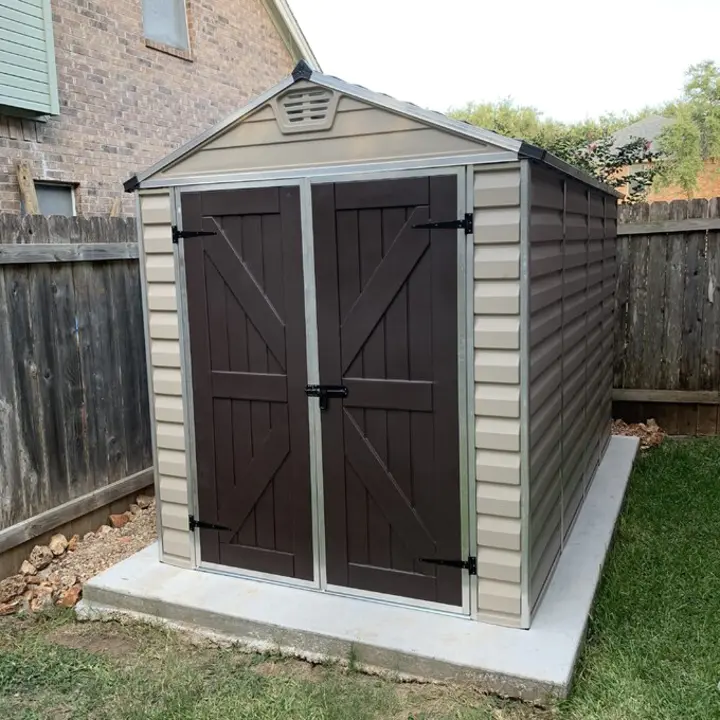 6 ft. Width X 10 feet. D plastic storage shed
