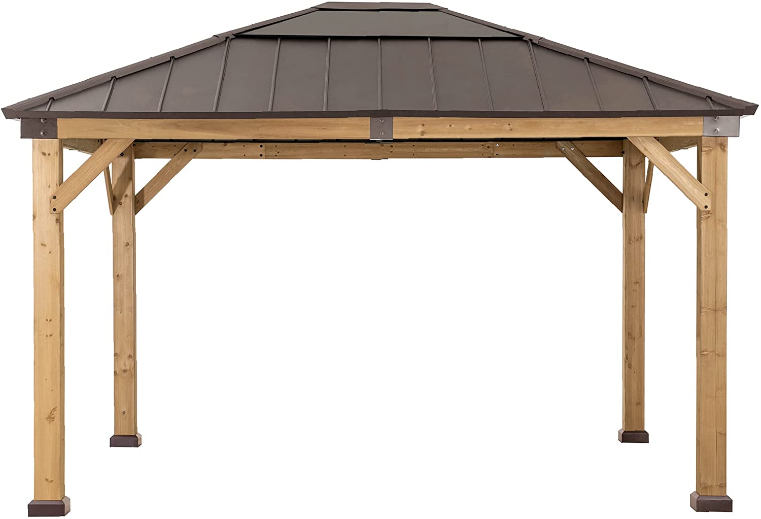 Outdoor Patio 11x13 ft. Cedar Framed Wood Gazebo with Brown Steel