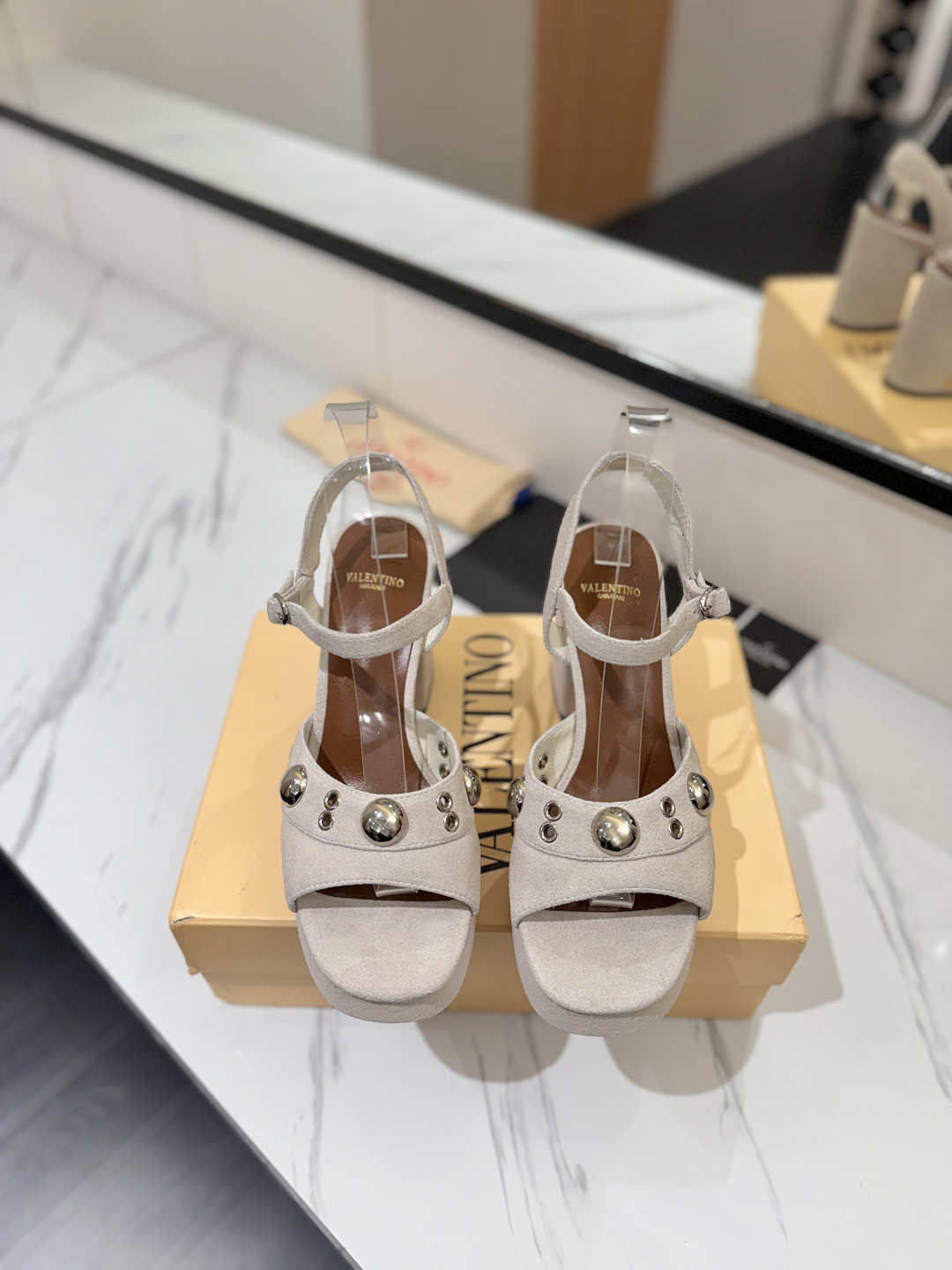 Valentino Stud Platform Block Heel Sandals