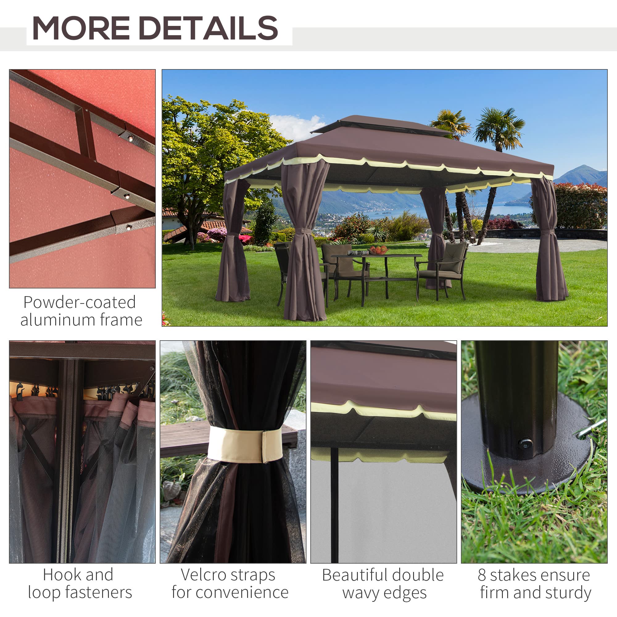 10 x 13 ft double roof aluminium frame pavilion with mesh and