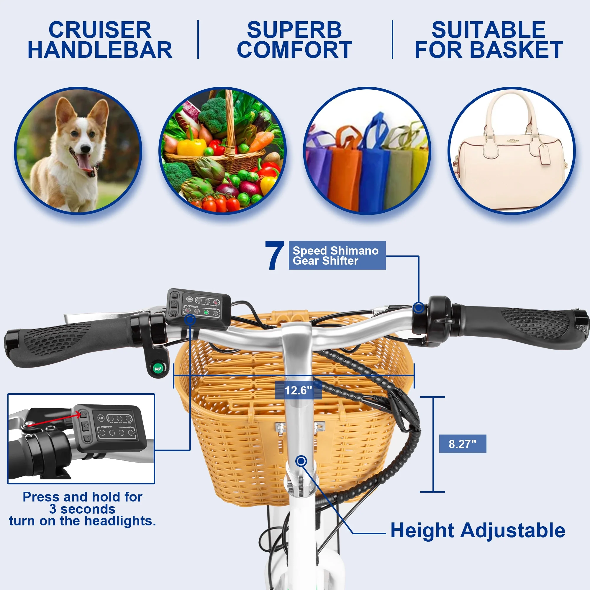Gpower 22in Electric City Bike, 750W Peak, 48V