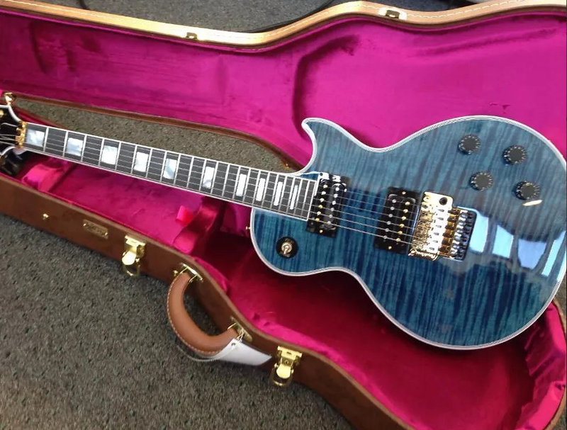 Alex Lifeson Peacock Flame Maple Electric Guitar Floyd Rose Tremolo