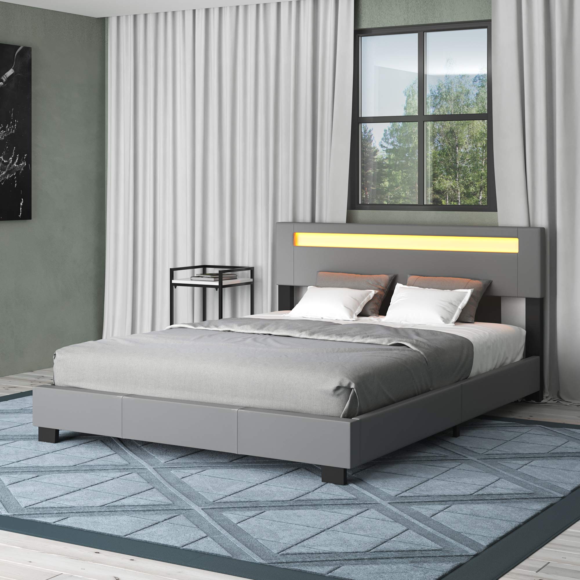Pezzolla LED Bed - Contemporary Modern Low Profile Platform Bed