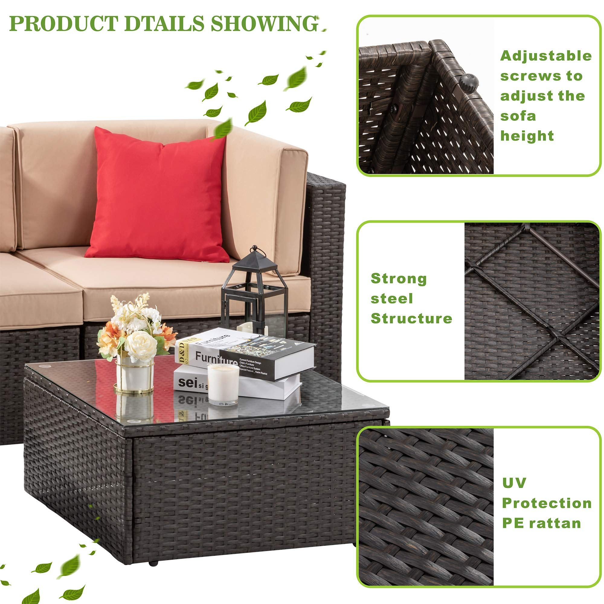 5 Pcs Patio Furniture Sets