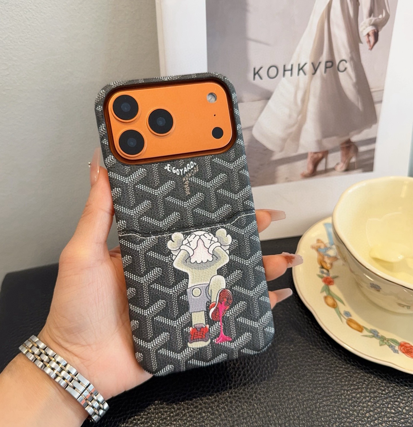 Goyard X KAWS Skeleton Collage Monogram Card Holder Luxury Phone Case