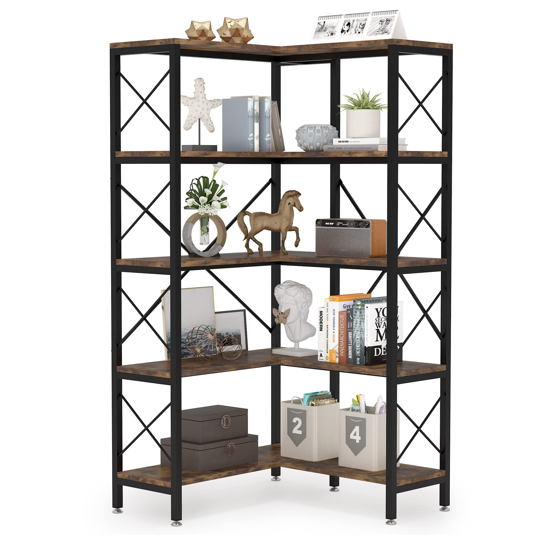 5-Shelf Corner Bookshelf