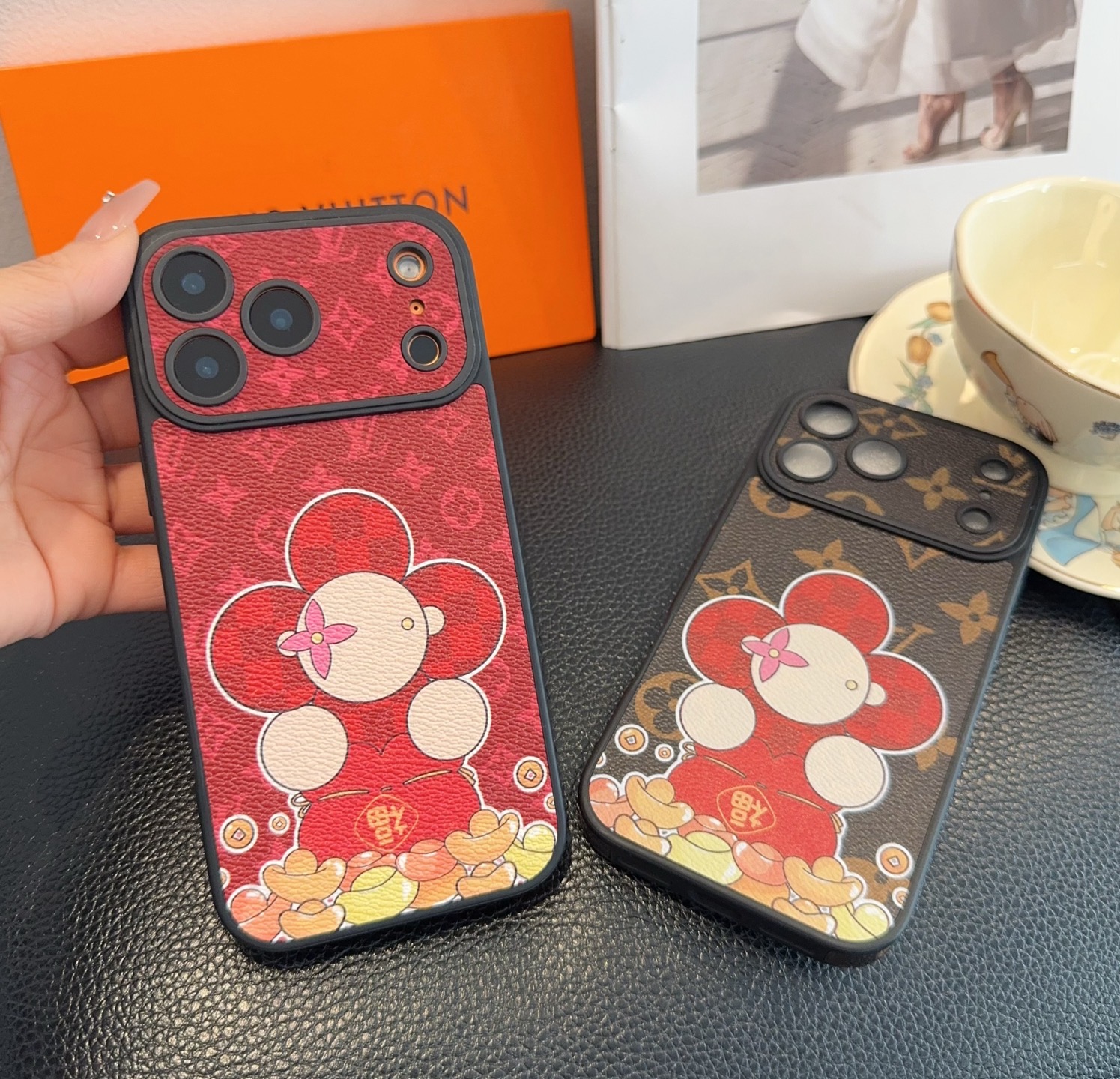 Louis Vuitton Vivienne Lucky Fortune Monogram Leather Luxury Shockproof Phone Case