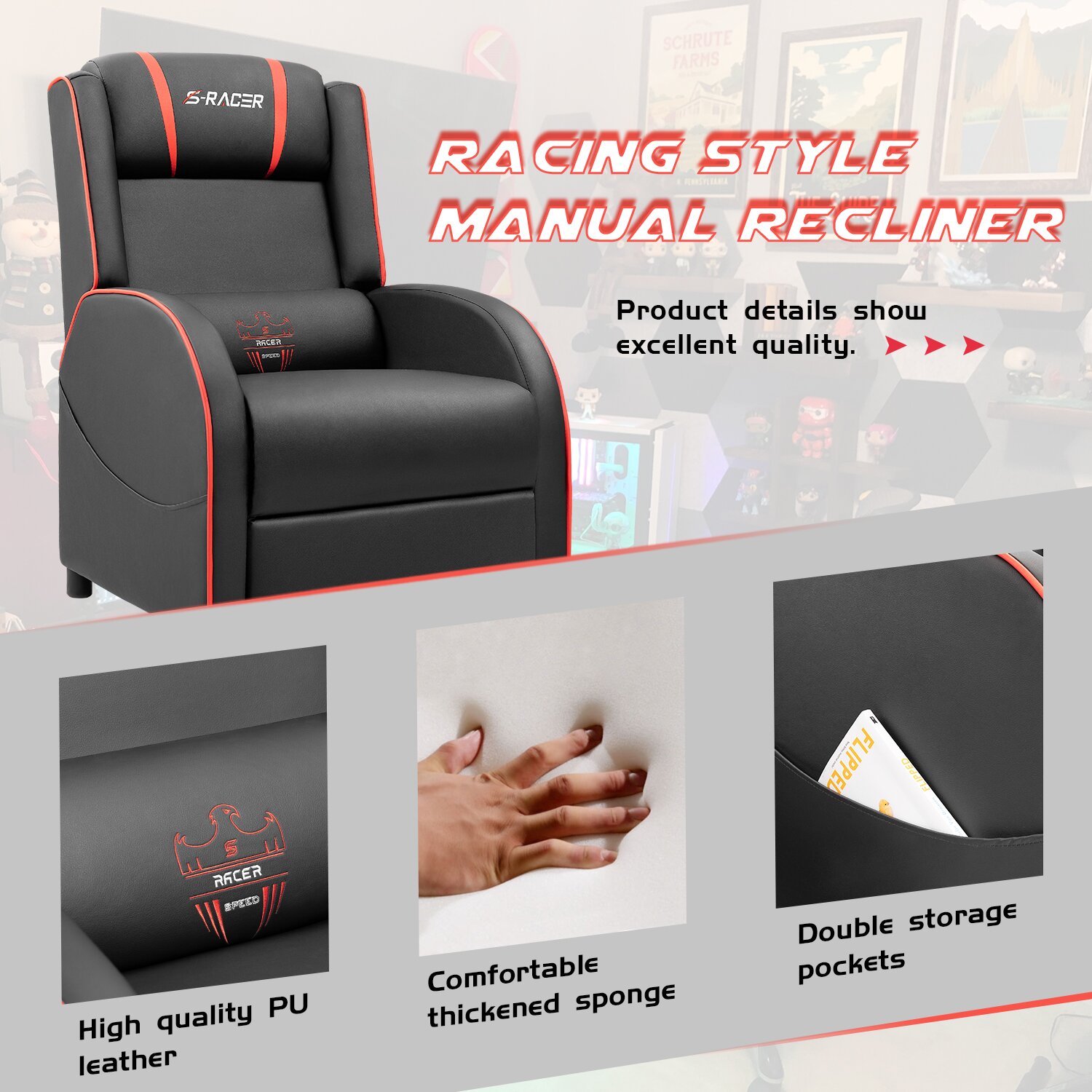 Faux Leather Reclining Massage Chair