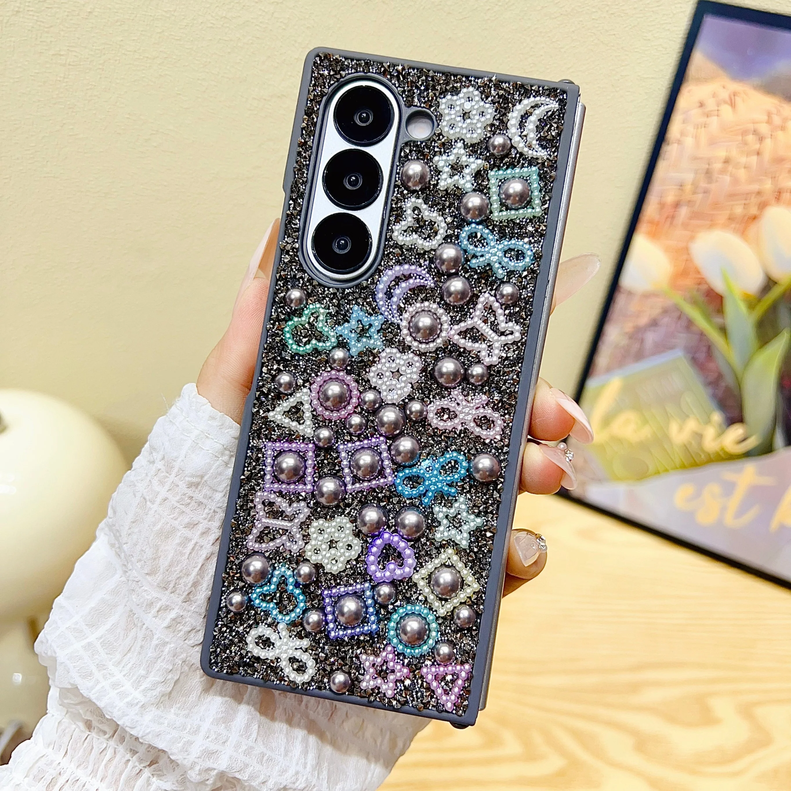 Galaxy Z Fold 3 Protective Case Glitter - back view