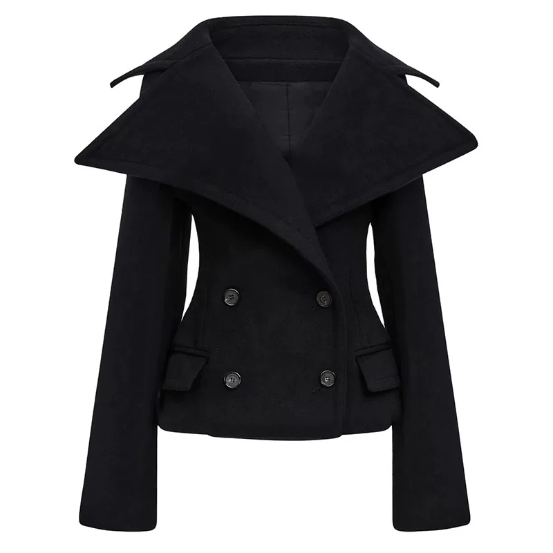 Large lapel silm double breasted jacket