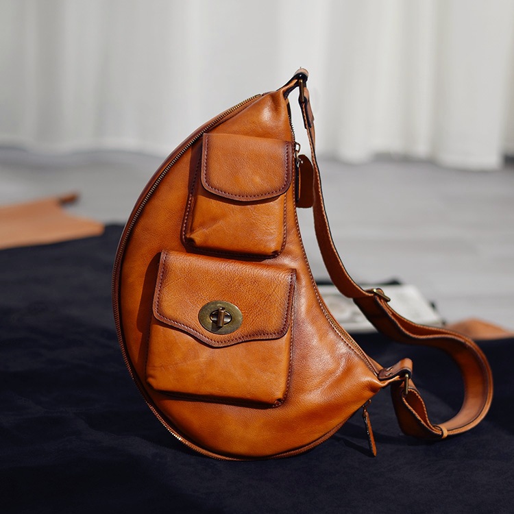 Crescent Leather Sling Bag