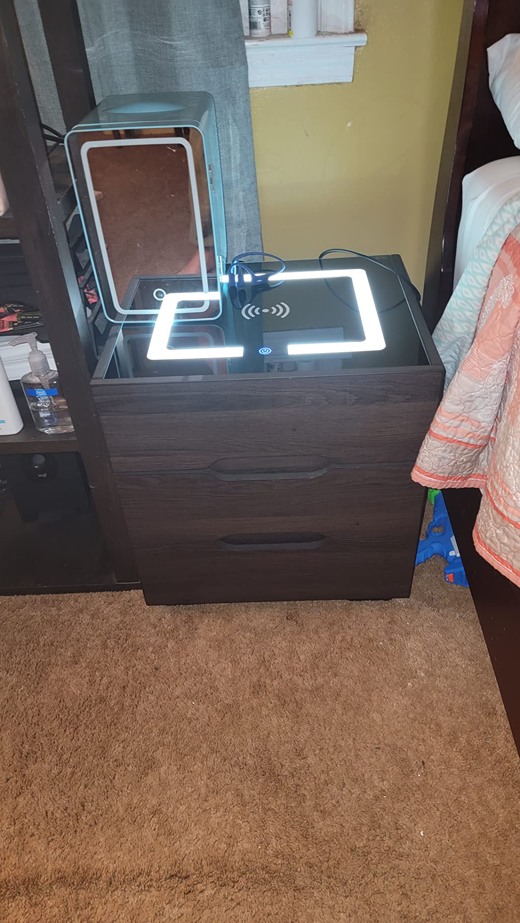 Nightstands Wireless Charging Station and LED Lights