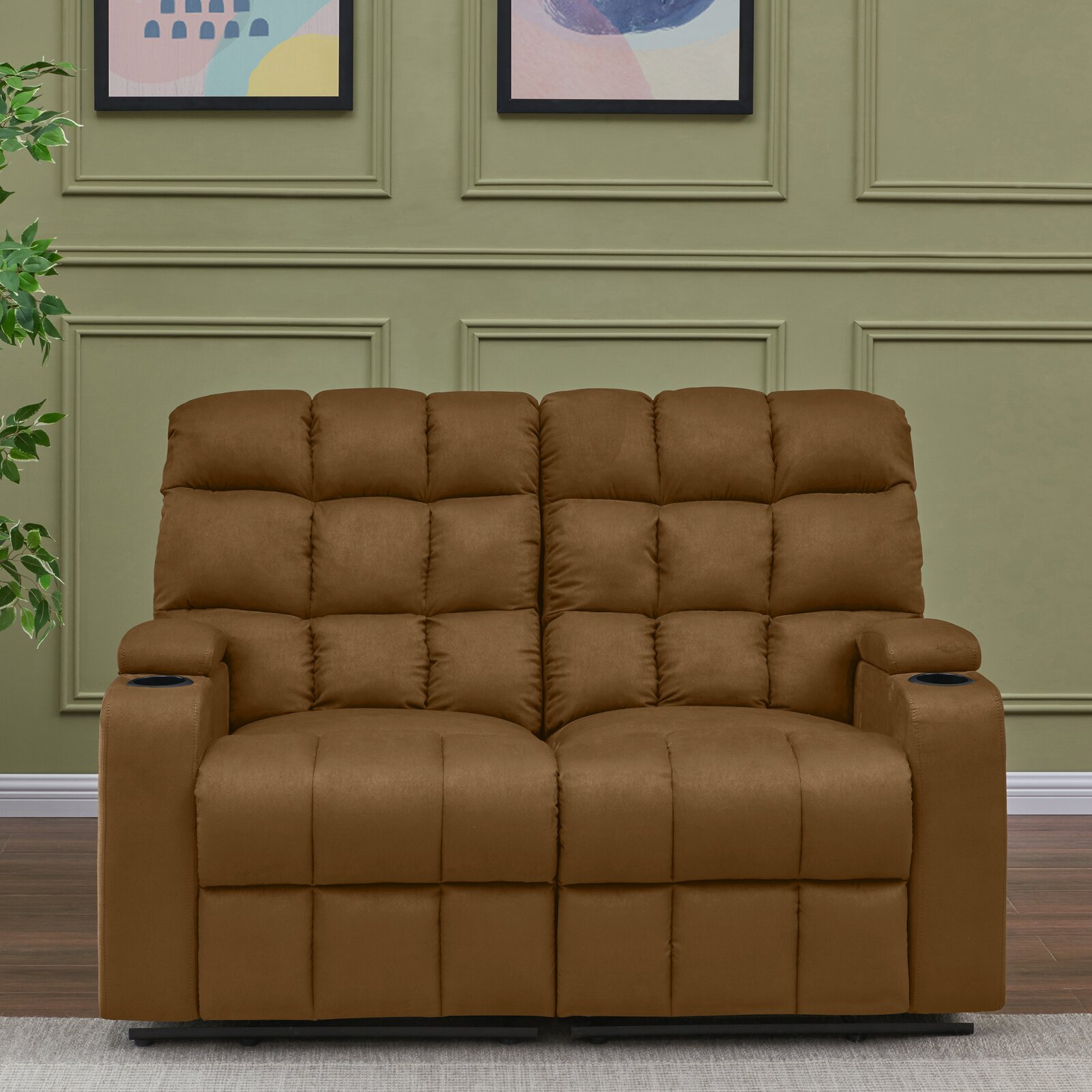 Grigor 57.5'' Wide Home Theater Loveseat with Cup Holder