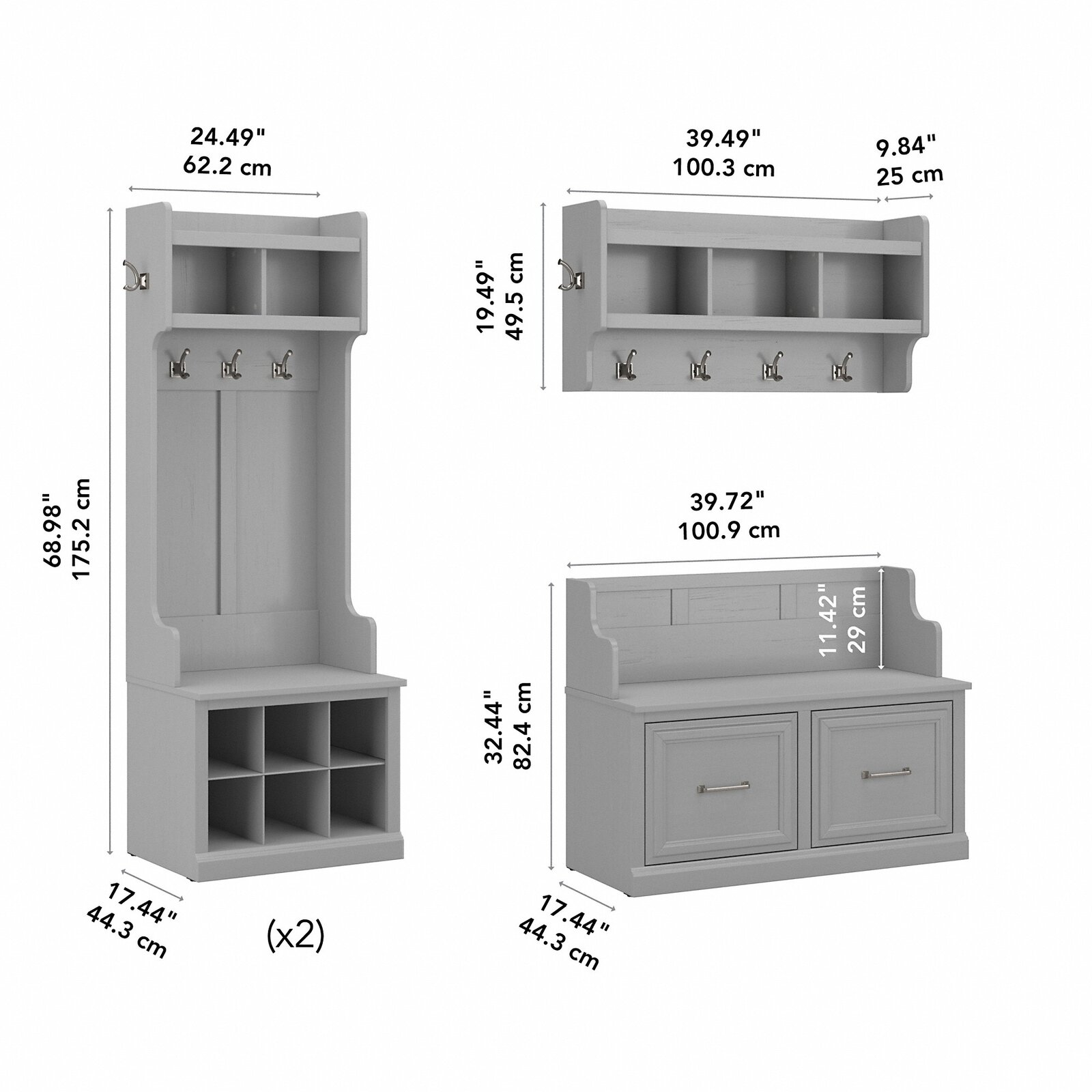 Woodland 88.23'' Wide Hall Tree with Bench and Shoe Storage