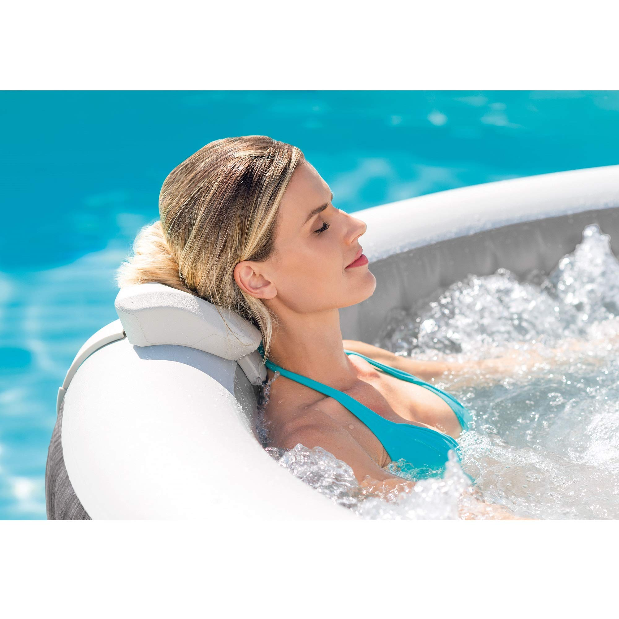 4 Person Portable Inflatable Hot Tub Spa, Gray