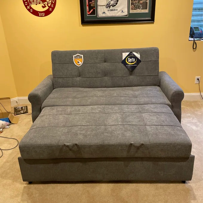 Serta Sabrina 72.6'' Queen Rolled Arm Tufted Back Convertible