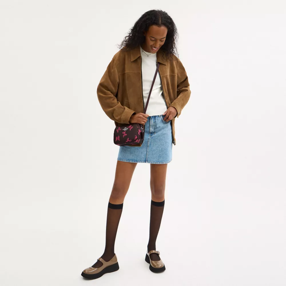 Mini Jamie Camera Bag In Signature Canvas With Bow Print