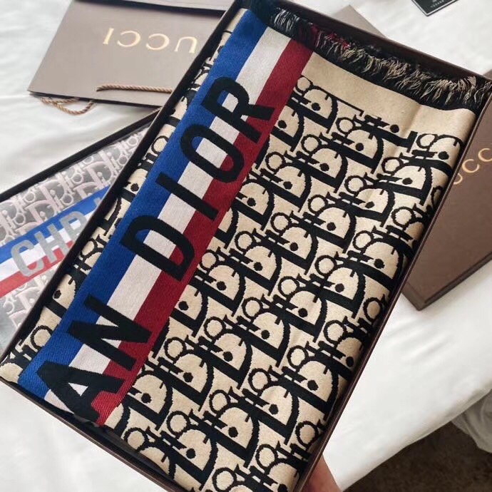 Dior Logo Stripe Wool Scarf Multicolour product images