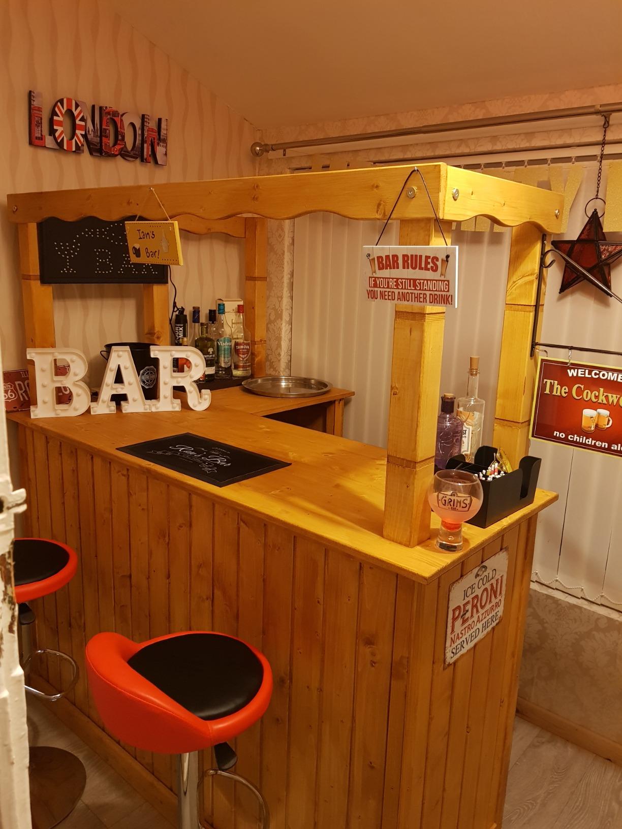 Corner Bar Counter Man Cave Home Bar Party Barware Wood Summer