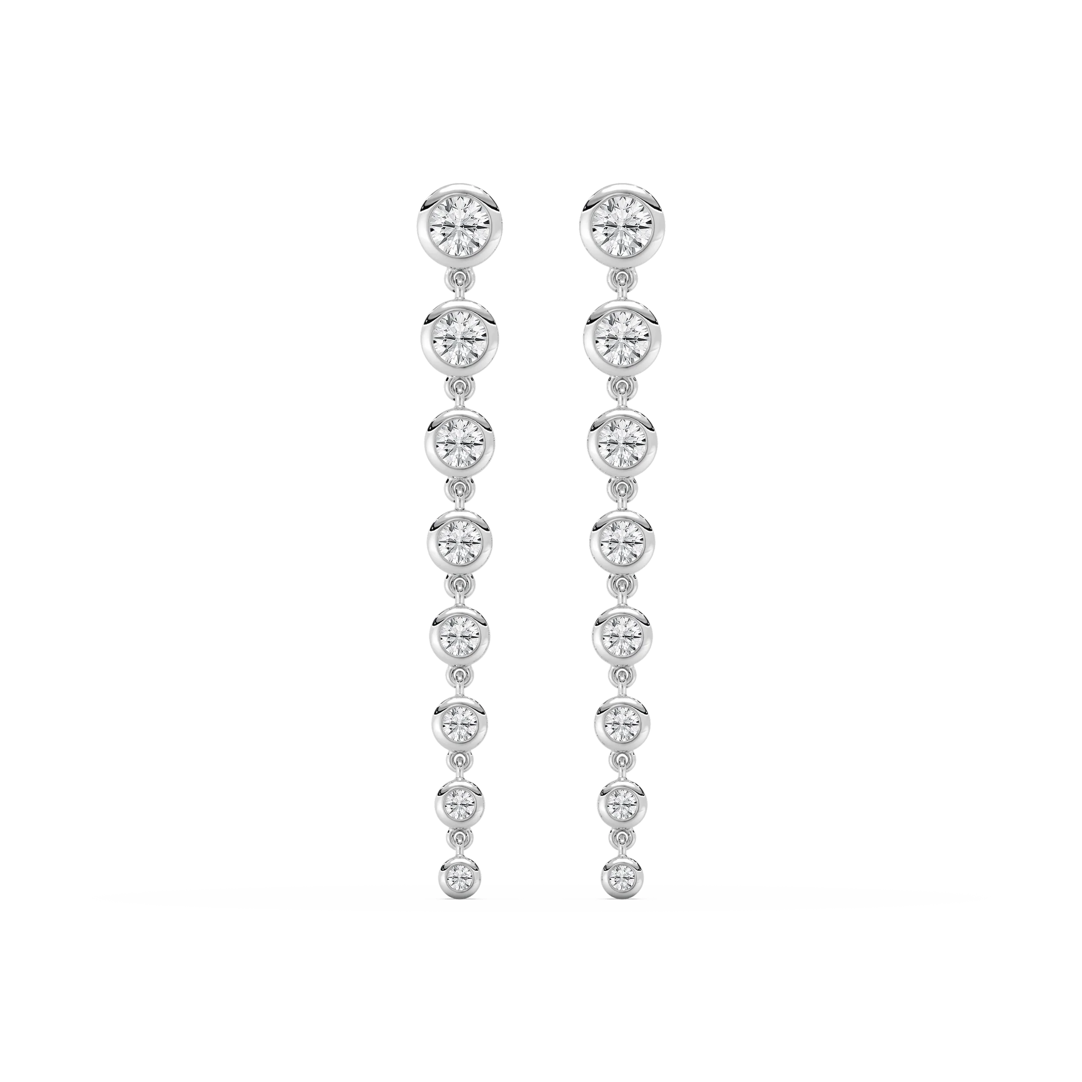1 ¾ ctw Round Lab Grown Diamond Graduated Bezel Drop Earrings