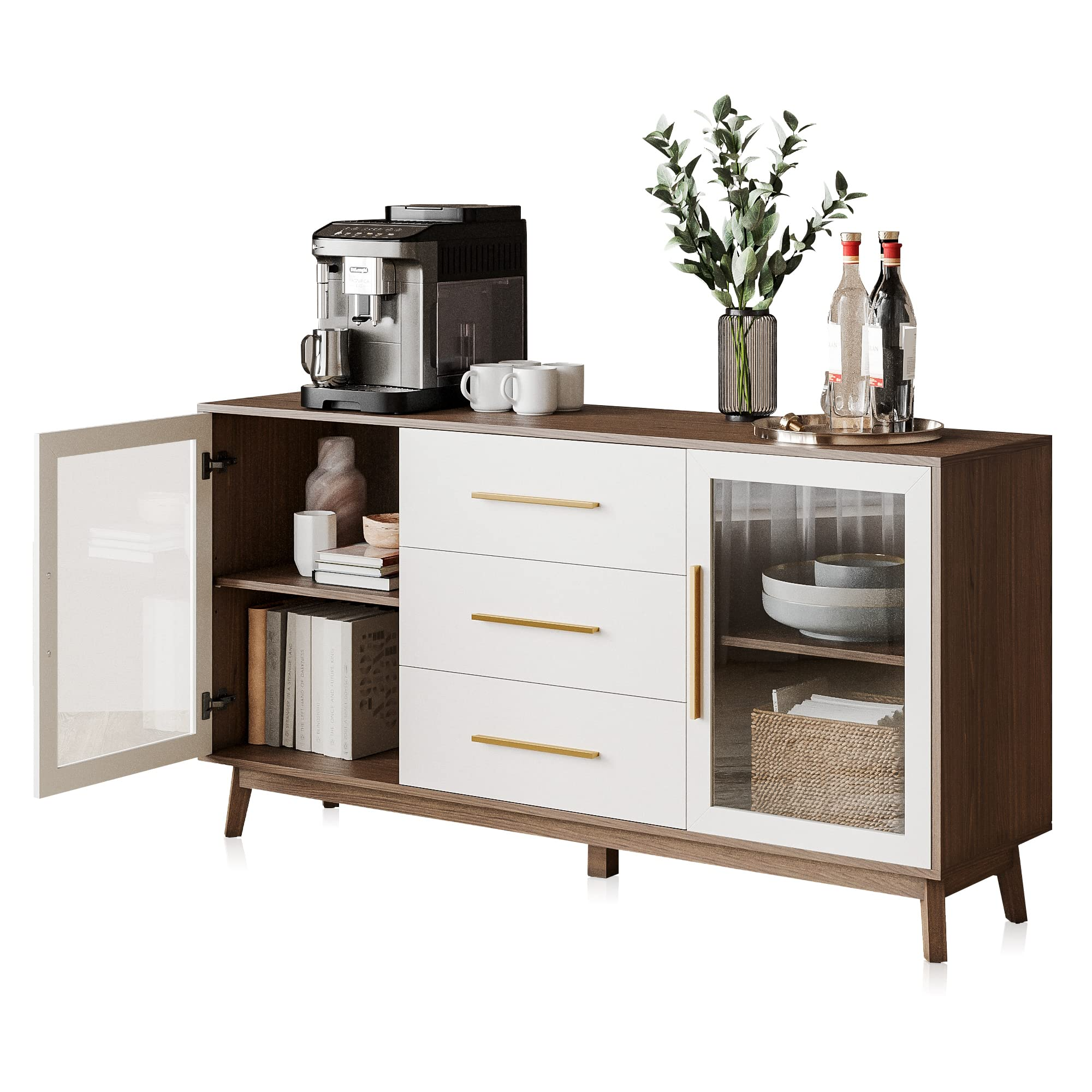 Sideboard Buffet Cabinet with 3 Drawers & 2 Doors