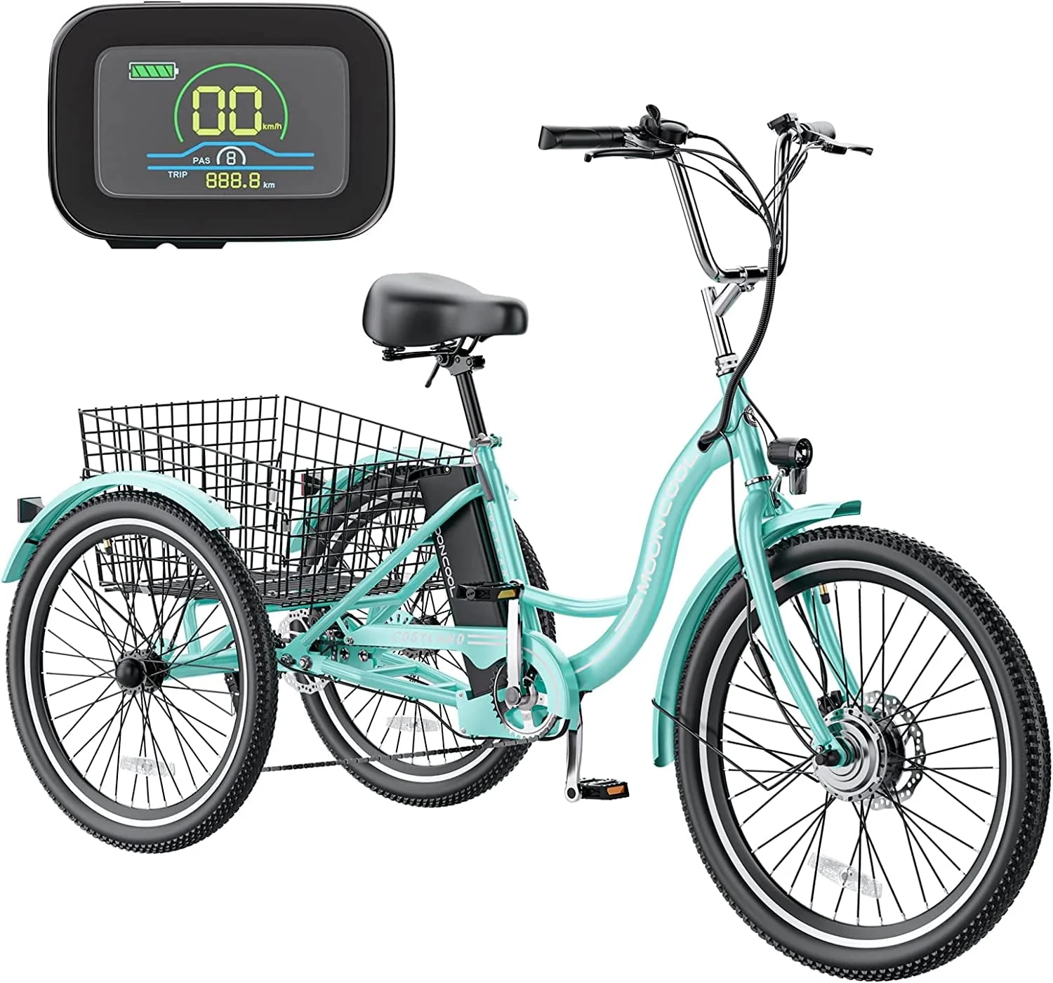 MOONCOOL 24in 3-Wheel Electric Tricycle, 350W, 36V
