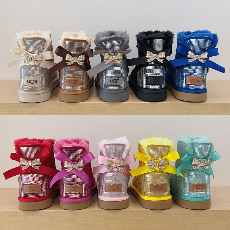 UGG Kids 78 Single Ribbon Rhinestone Shoes