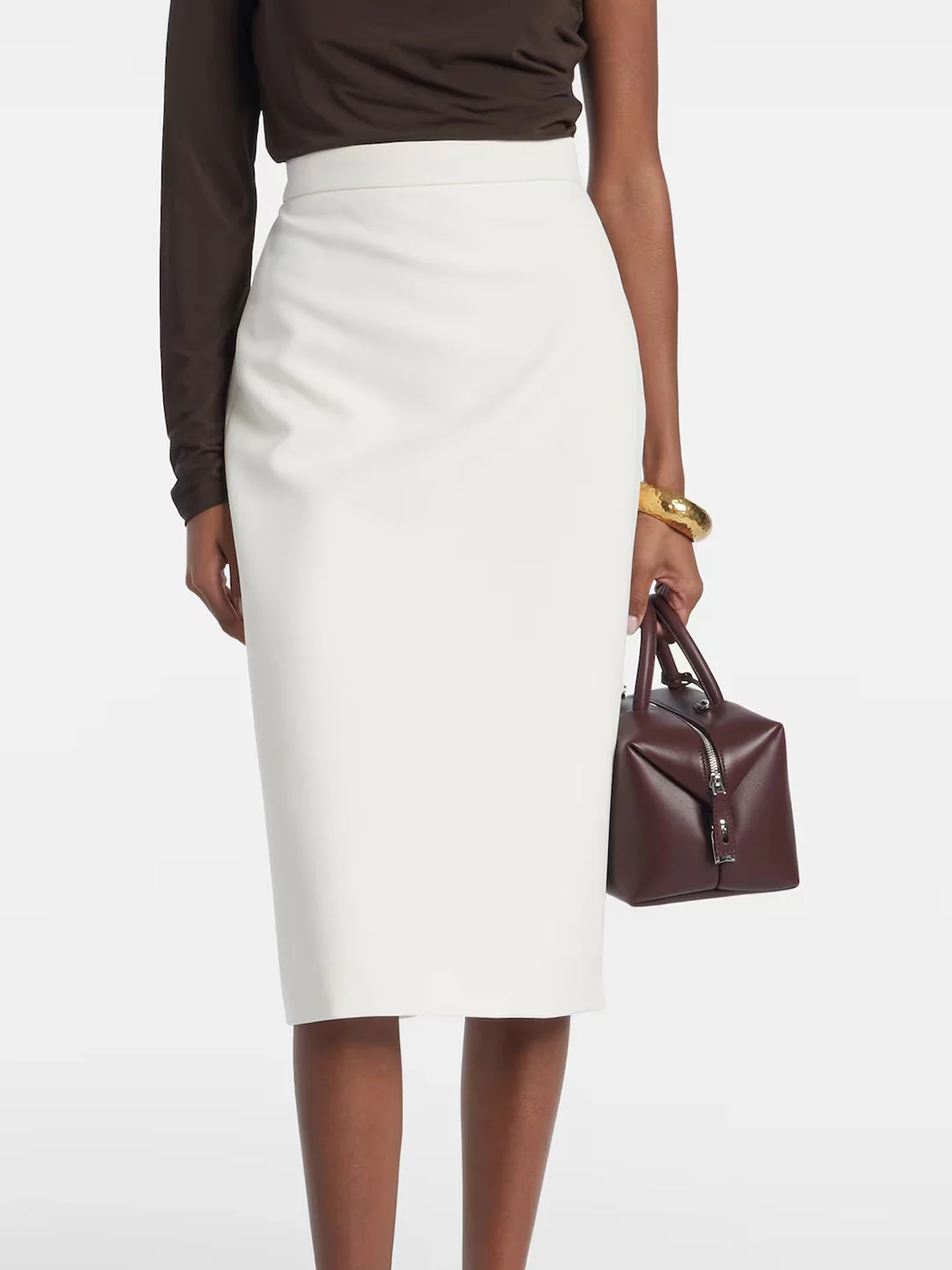 White knee-length pencil skirt