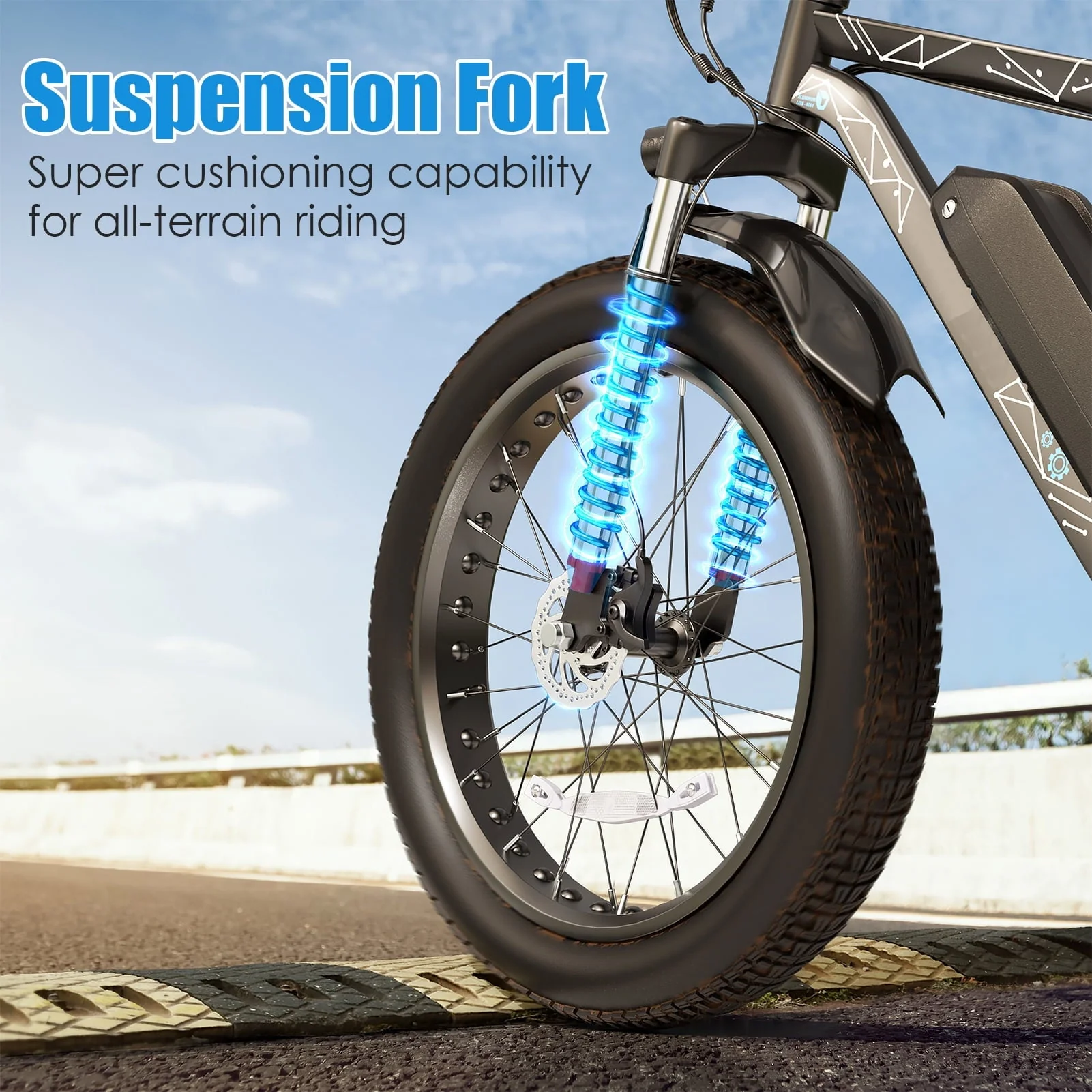 Elifine 26in Fat Tire Electric Mountain Bike, 500W, 48V 13Ah