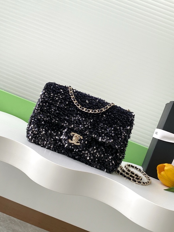 Chanel Sequin Flap Bag Black