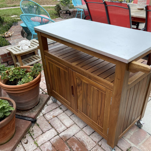 Amagansett Sand & Stable Bar Cart with Solid Wood Outer Material