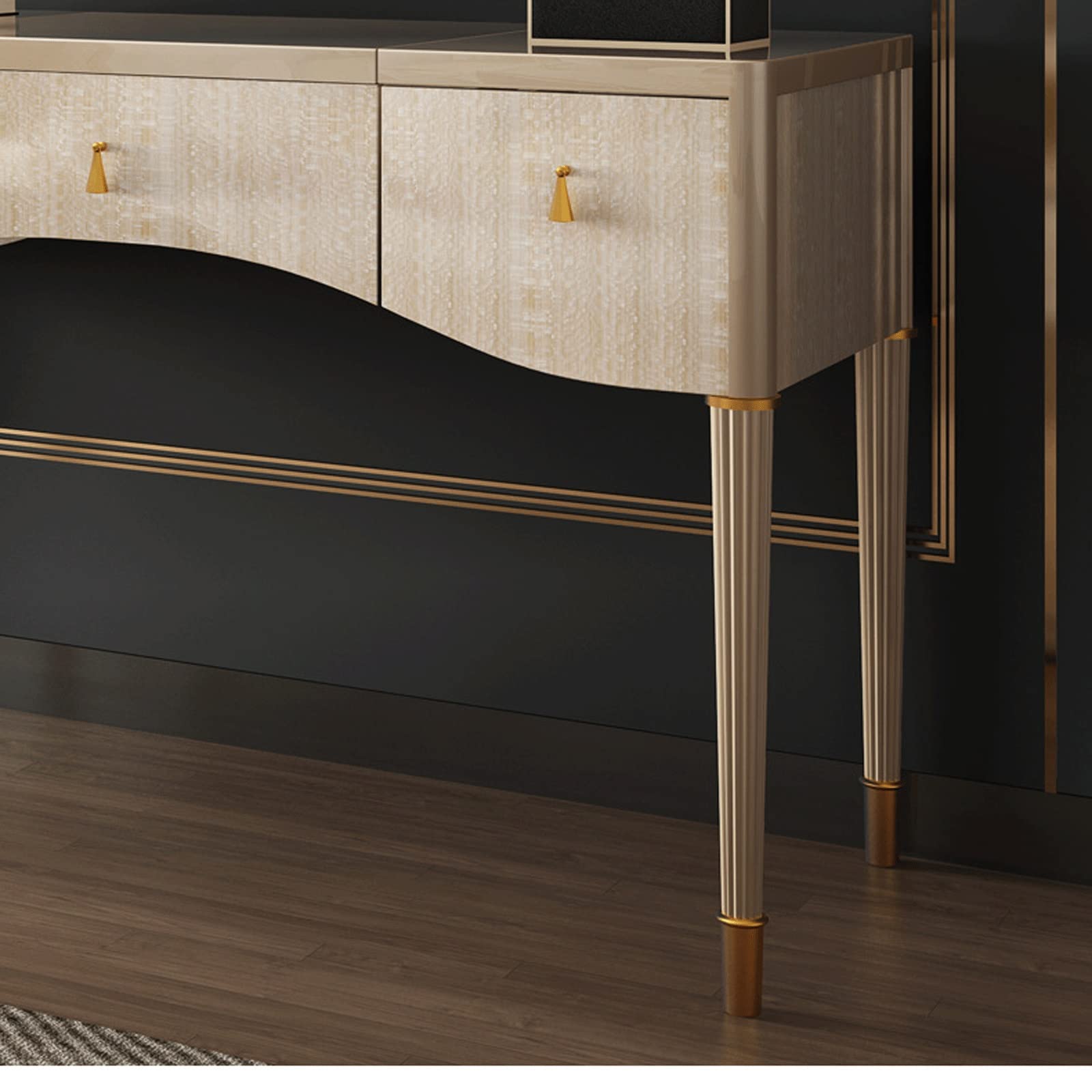 Vanity Sesk with Mirror & Lights Light Luxury Solid Wood