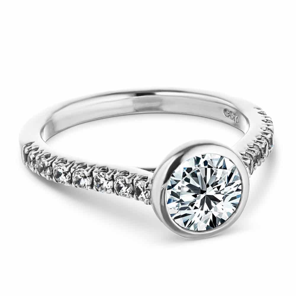 Sofia Round Lab Grown Diamond Bezel Side Stone Engagement Ring