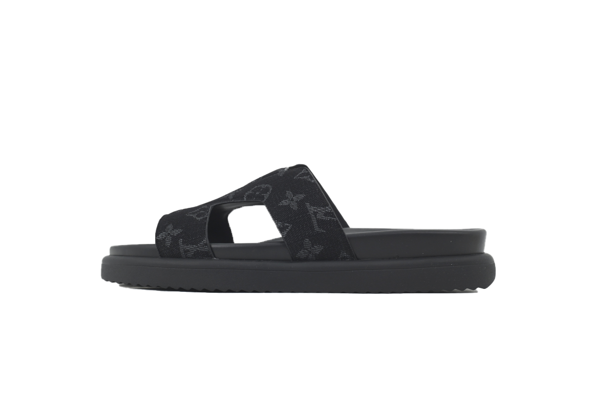 LOUIS VUITTON Oasis Mule Shoes Black Denim Fabric