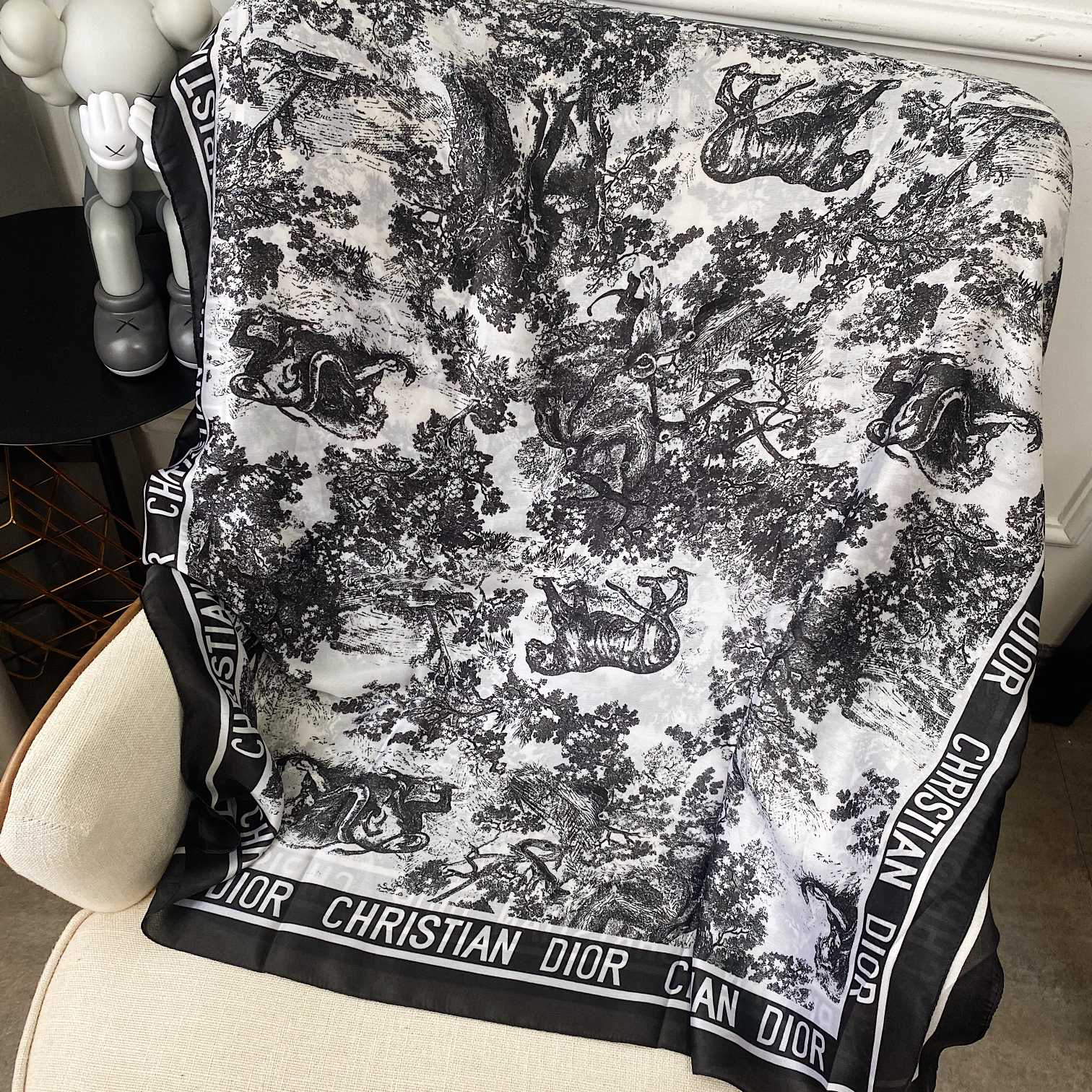 Dior Toile Print Scarf Black and Grey 90 x 180 cm / 65 x 180 cm product images
