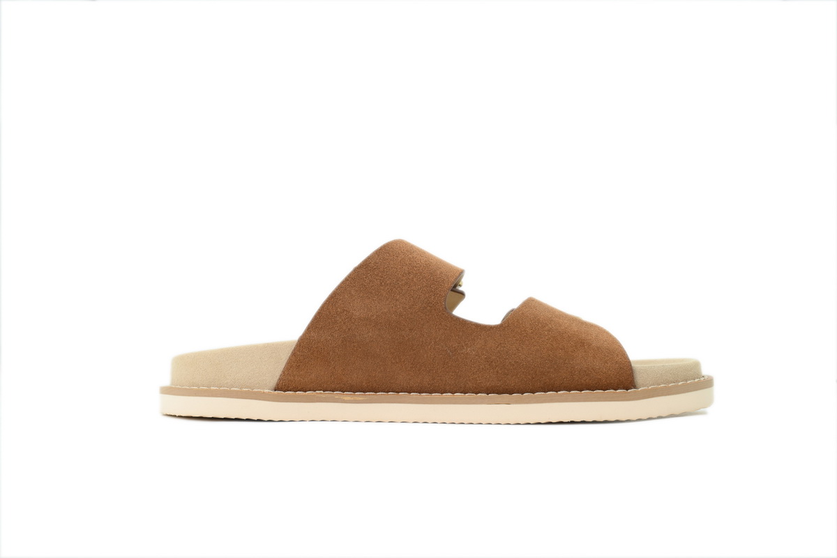 Brunello Cucinelli Suede Slide Sandals Brown