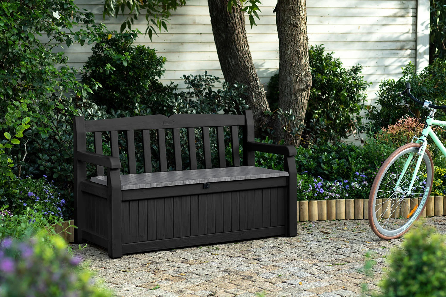 Solana Chic Elegant Wood-Look Storage Bench with Comfy Durable