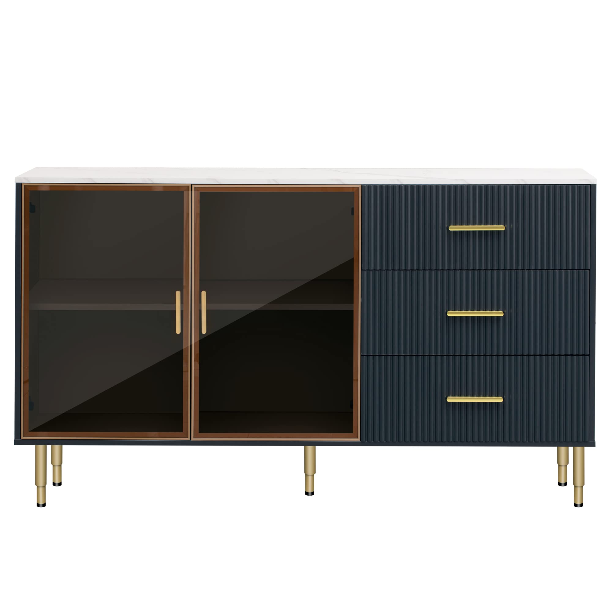 Modern Sideboard Cabinet Accent Buffet Storage Glass Doors