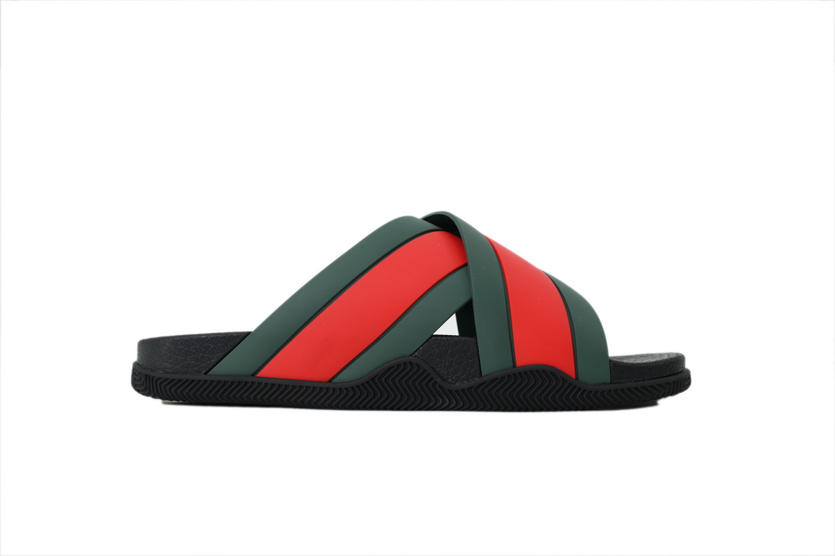 GUCCI Rubber Slide Sandal Red Green