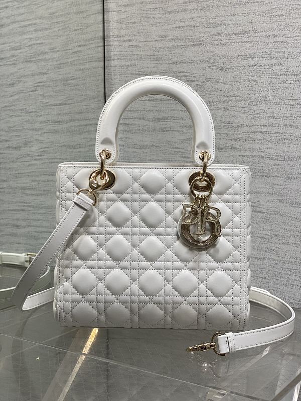 Lady Dior Medium Bag White Diamond Clasp