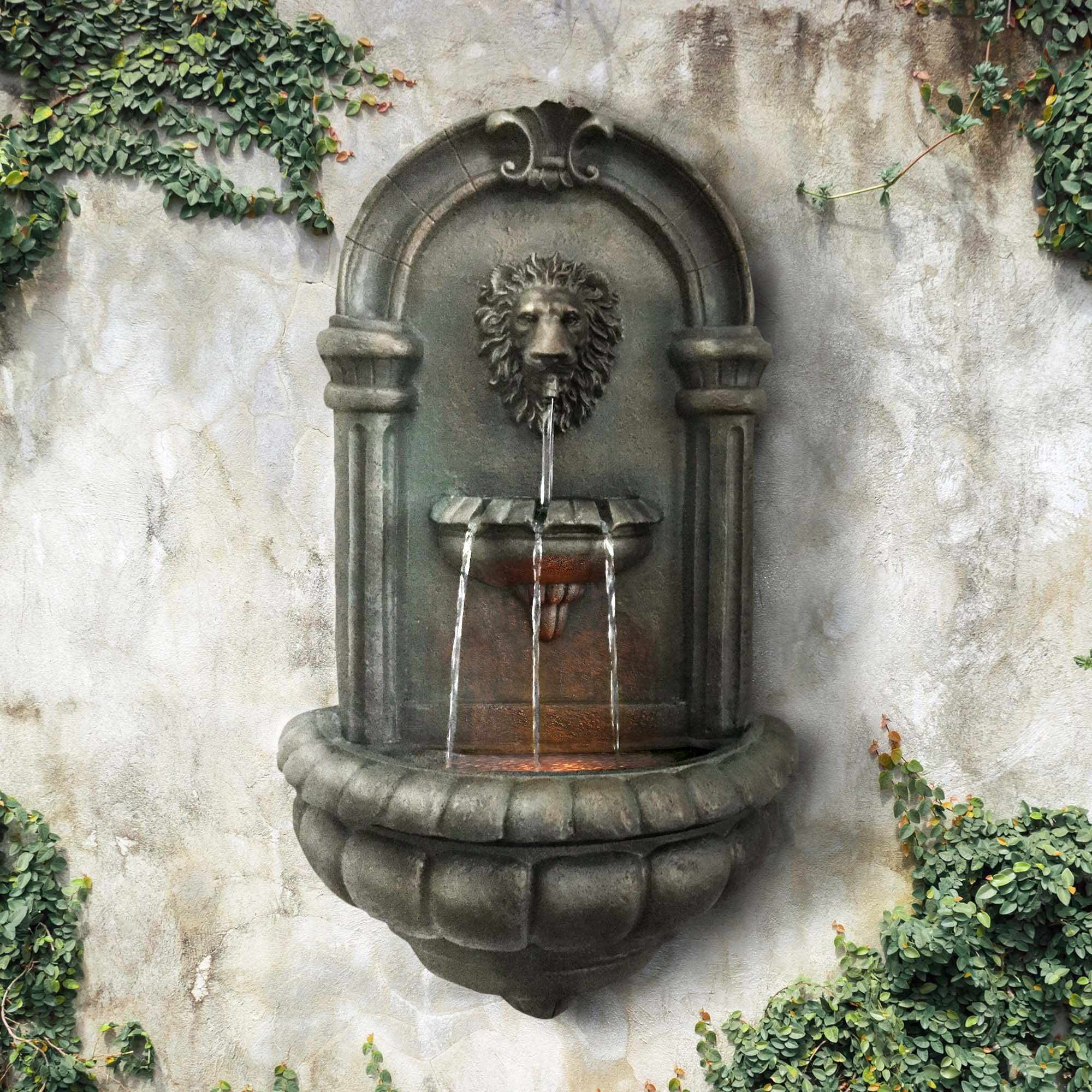Royal Lion Head Light Weight Wall Waterfall Fountain with LED