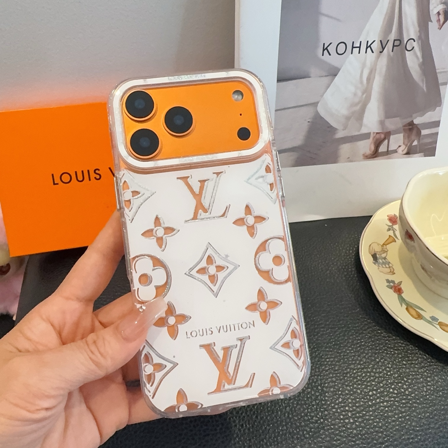 Louis Vuitton Transparent Glitter Monogram Electroplated Luxury Shockproof Phone Case