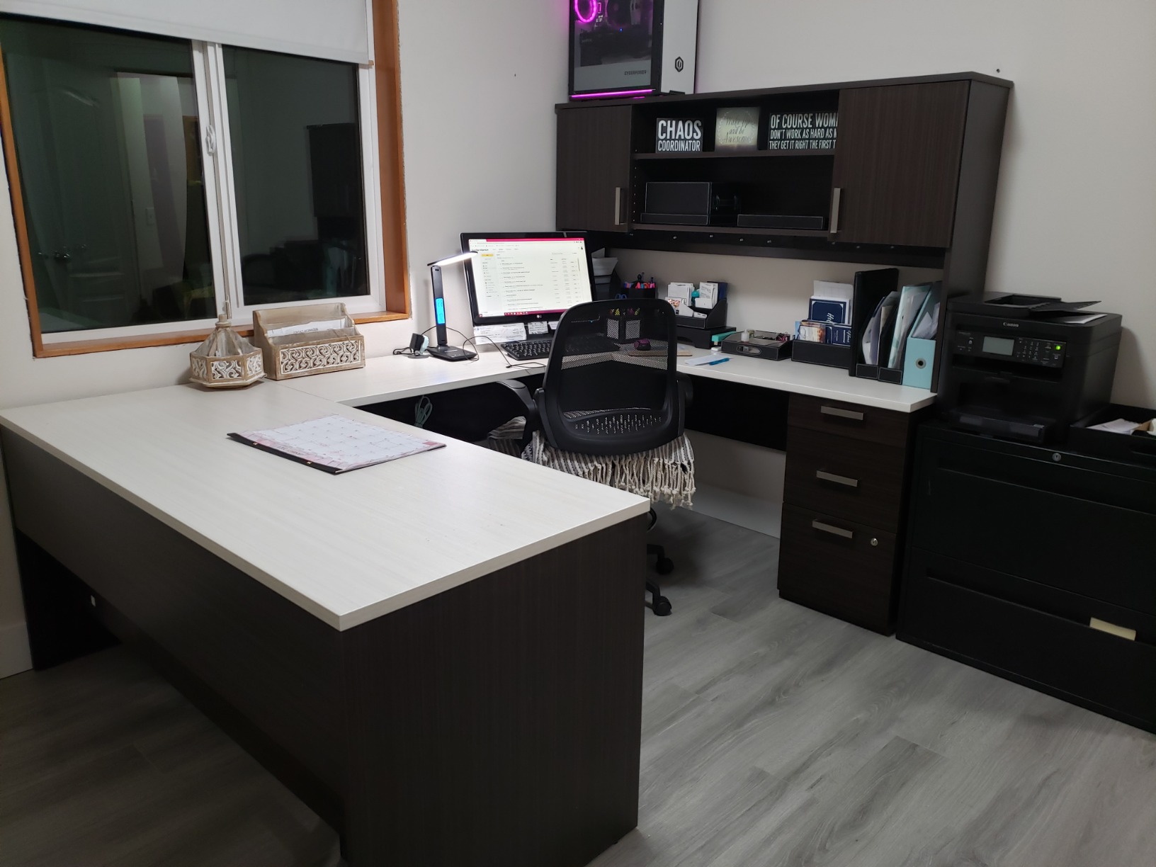 Bestar Ridgeley U-Shaped Executive Desk with Pedestal and Hutch