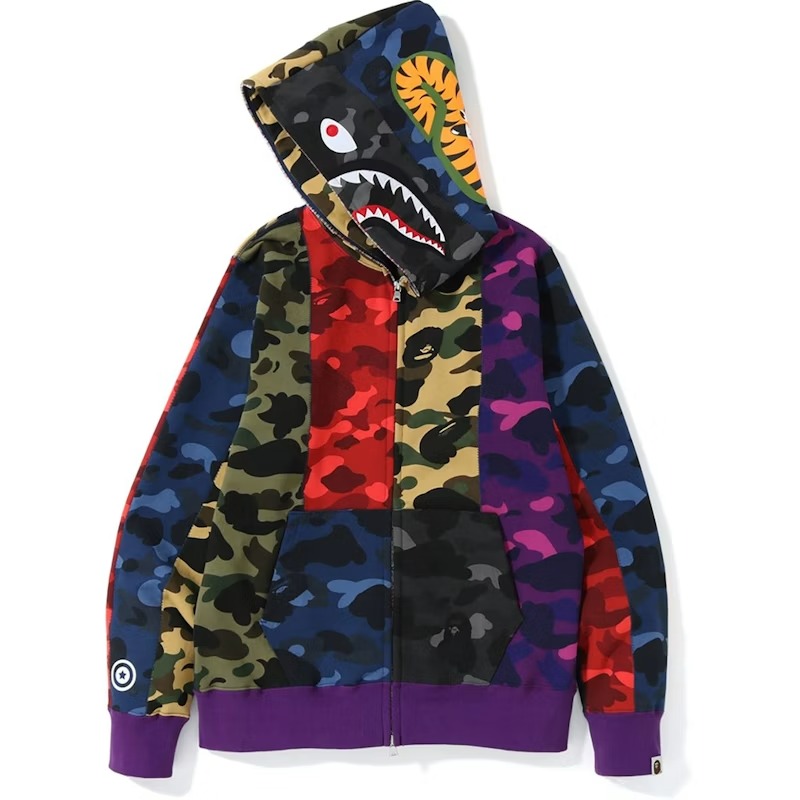 BAPE Mix Camo Crazy Shark Full Zip Hoodie - ogsneaker