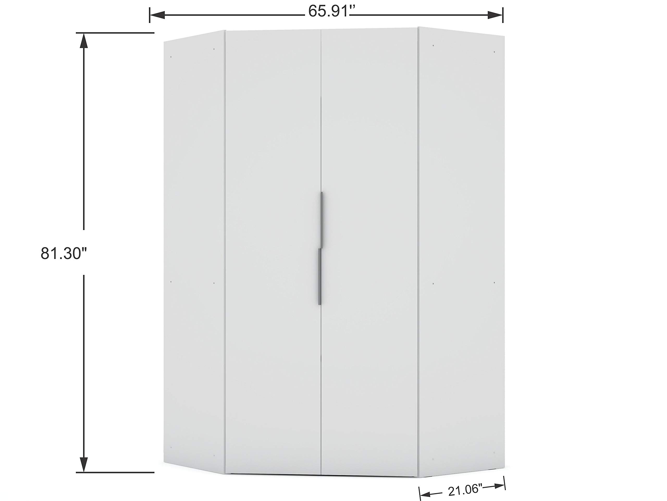 Ultra Modern 2 Door Open Corner Bedroom Closet with Hanging Rods